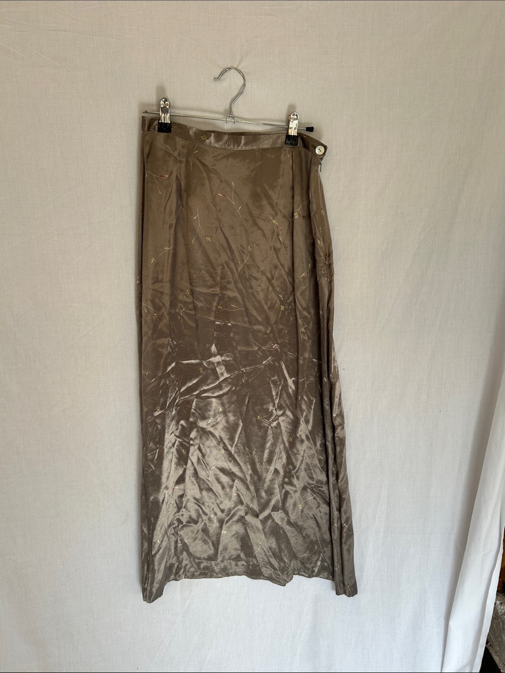 Greige Satin Maxi Skirt G2000